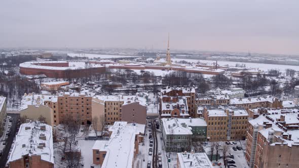 Rooftop View of Saint Petersburg City in Winter Time