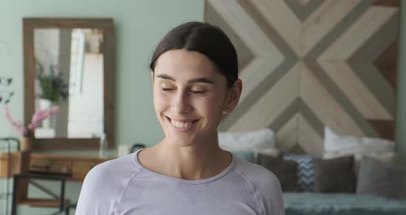 A Serene Beautiful Woman with Clear Skin and a Beautiful Smile Smiling Feeling Calm and Confident alt