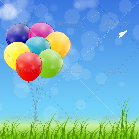Color Glossy Balloons Background - Birthdays Seasons/Holidays