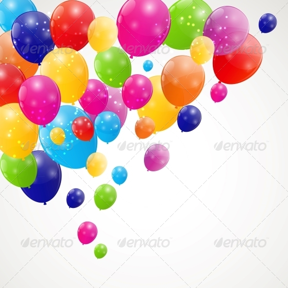 Color Glossy Balloons Background - Birthdays Seasons/Holidays
