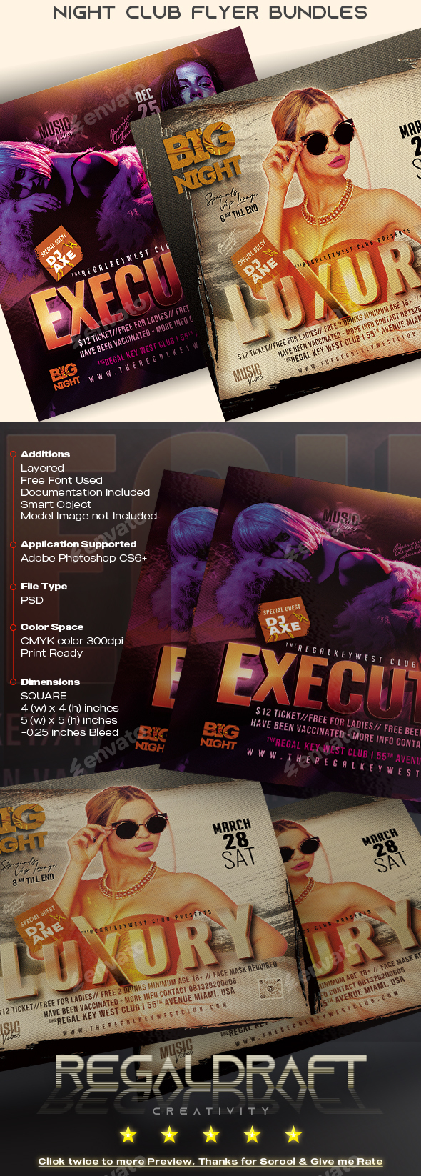 Night Club Flyer Print Templates Bundles