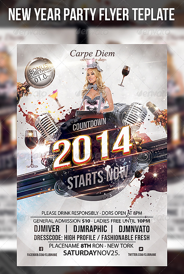 New Year Party Flyer Template - Clubs & Parties Events