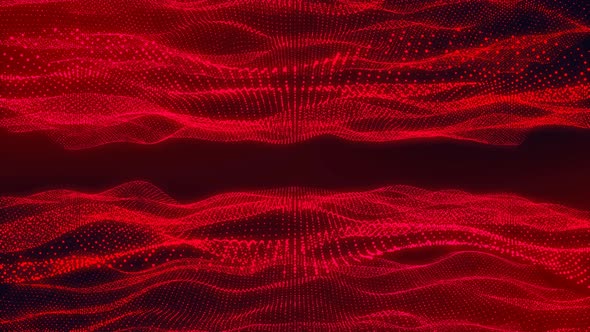 Abstract Digital Red Particle Wave motion background.