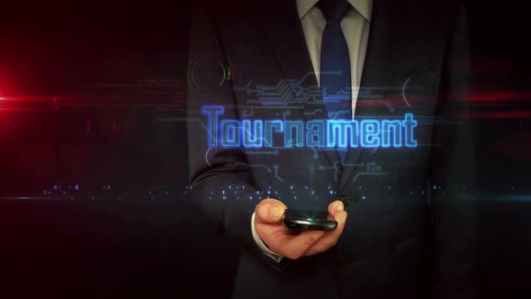 Tournament esport game on businessman hand alt