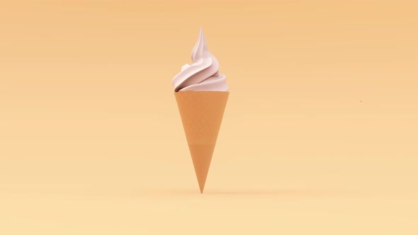 Animation Ice Cream Cone Swirling in the Air