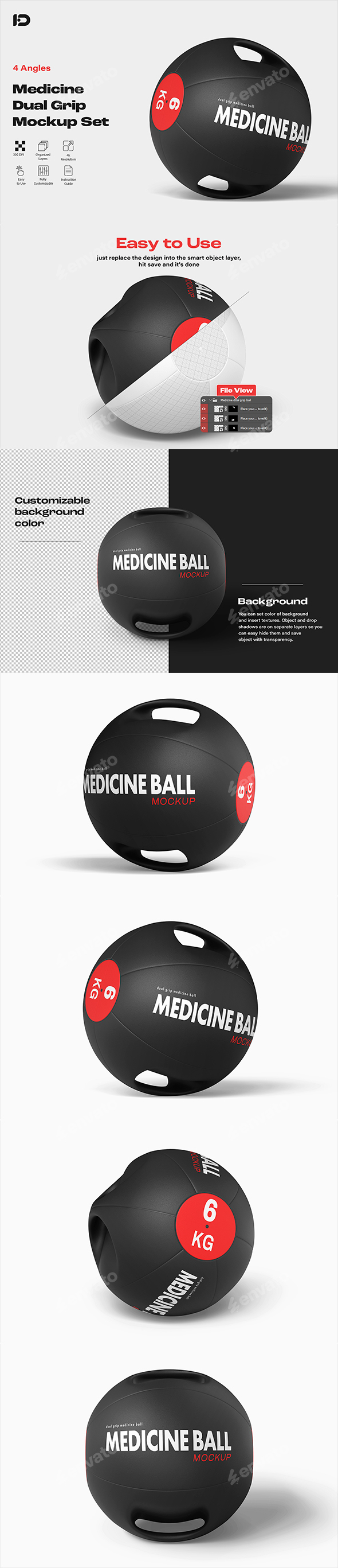 Medicine Dual Grip Ball Mockup Set