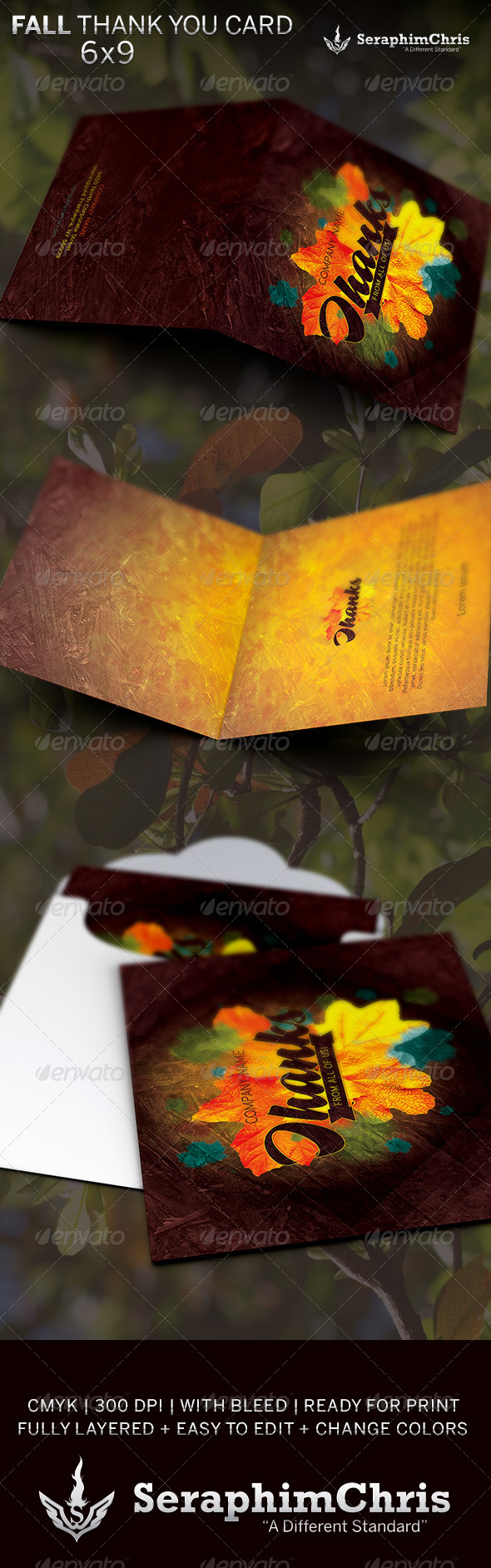 Fall Thank You Card Template - Cards & Invites Print Templates
