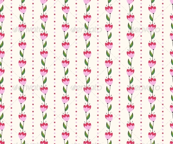Seamless Floral Pattern with Pink Flowers. - Patterns Decorative