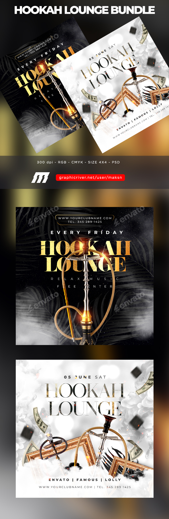 Hookah Lounge Flyer Bundle