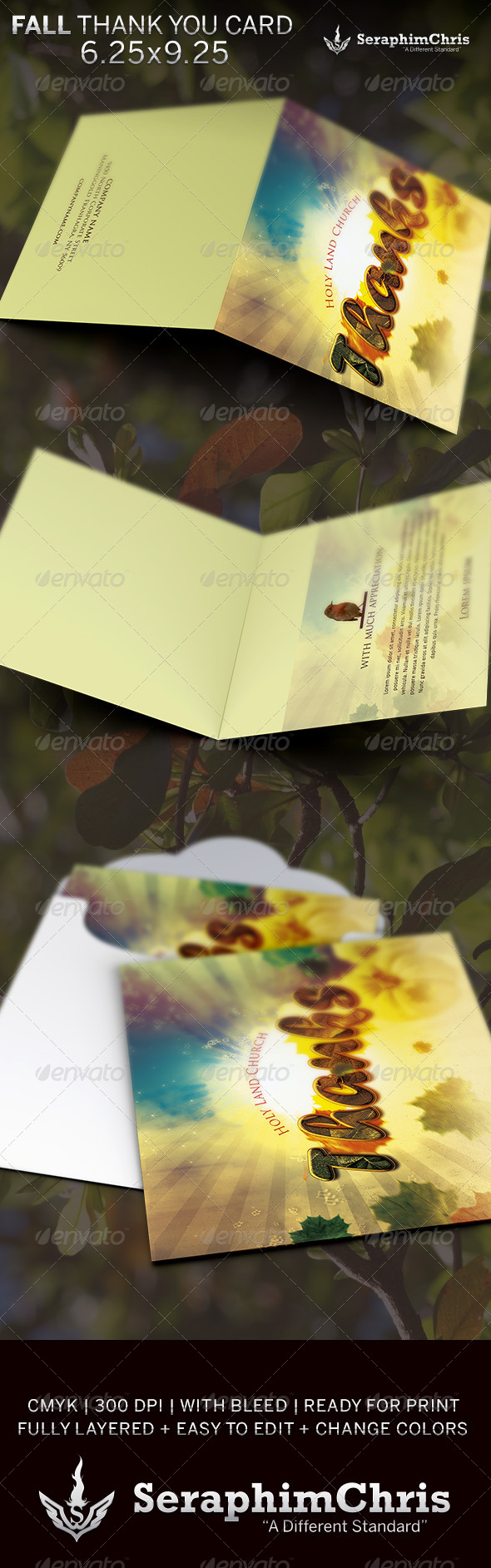 Fall Thank You Card Template - Cards & Invites Print Templates