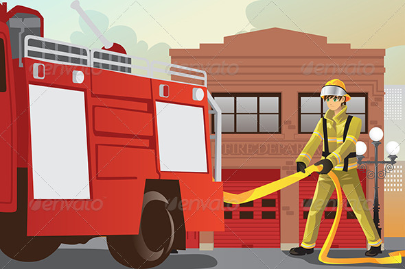 Working Fireman - People Characters