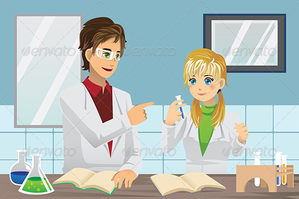 Students in Lab - People Characters