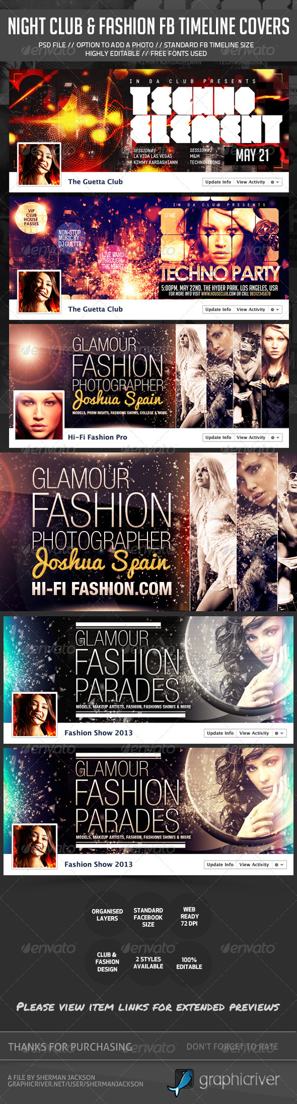 Night Club, Fashion, Glamour Fb Timeline Covers Bundle - Facebook Timeline Covers Social Media