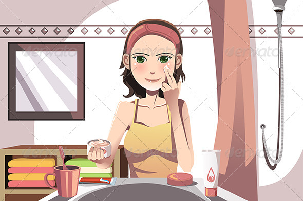 Woman Applying Cream - People Characters