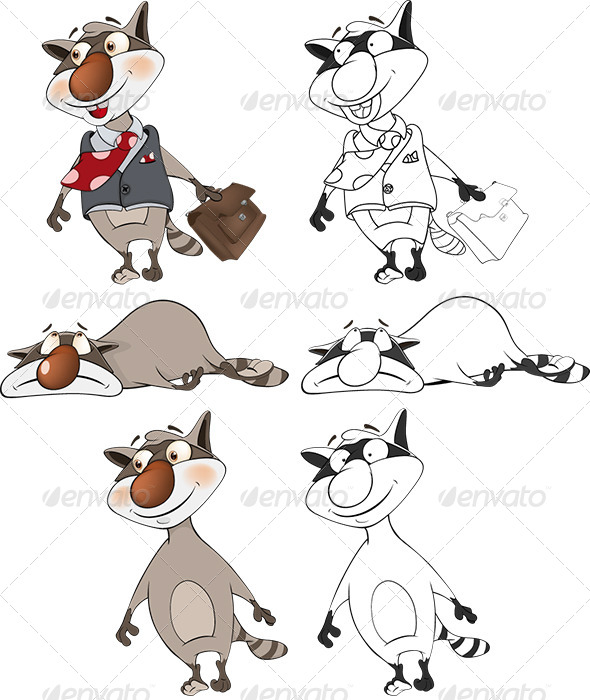 Raccoons Clip Art Cartoon - Animals Characters