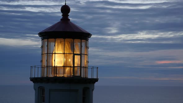 Closeup shot of Heceta Head lighthouse at night alt