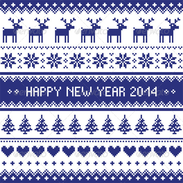Happy New Year 2014 Scandynavian Pattern - Patterns Decorative