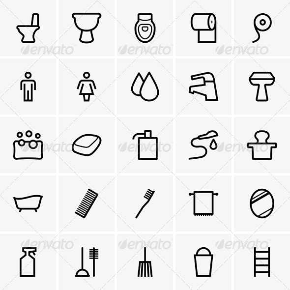 Bathroom Icons - Decorative Symbols Decorative