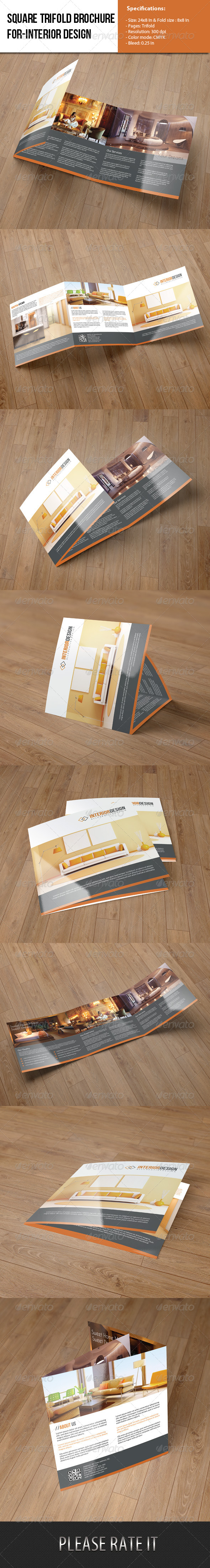 Square Trifold Brochure-Interior Design - Corporate Brochures