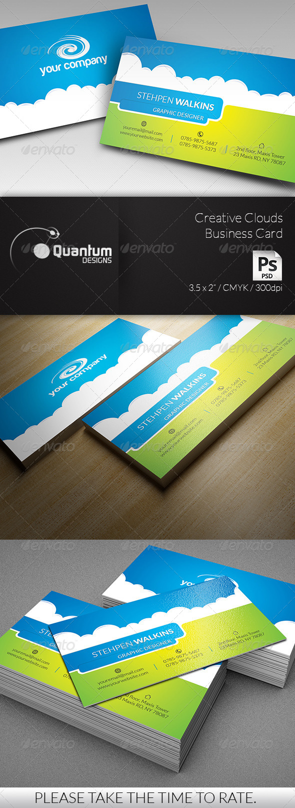 Creative Clouds Business Card - Business Cards Print Templates