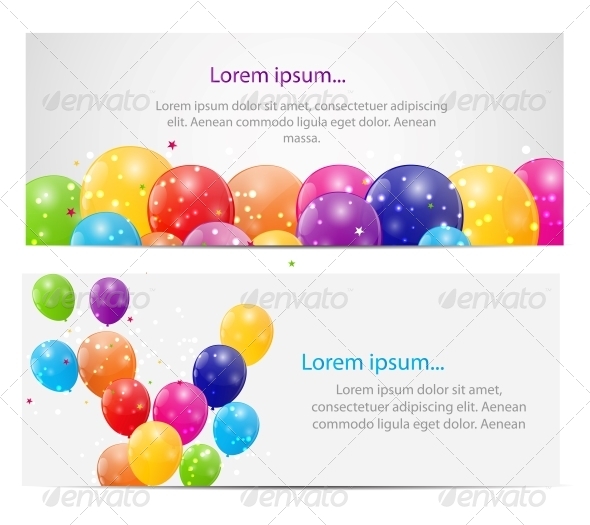 Color Glossy Balloons Card Background - Birthdays Seasons/Holidays