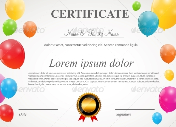 Glossy Balloons Certificate - Christmas Seasons/Holidays