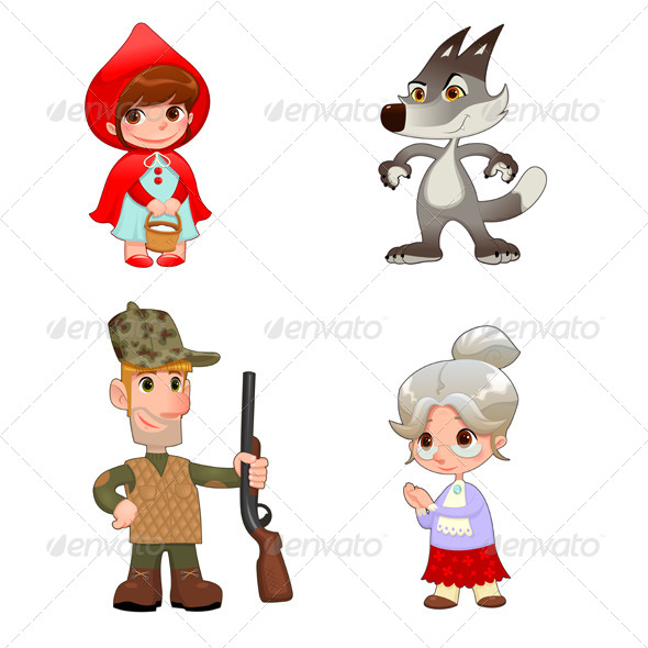 Little Red Hiding Hood's Characters. - Characters Vectors