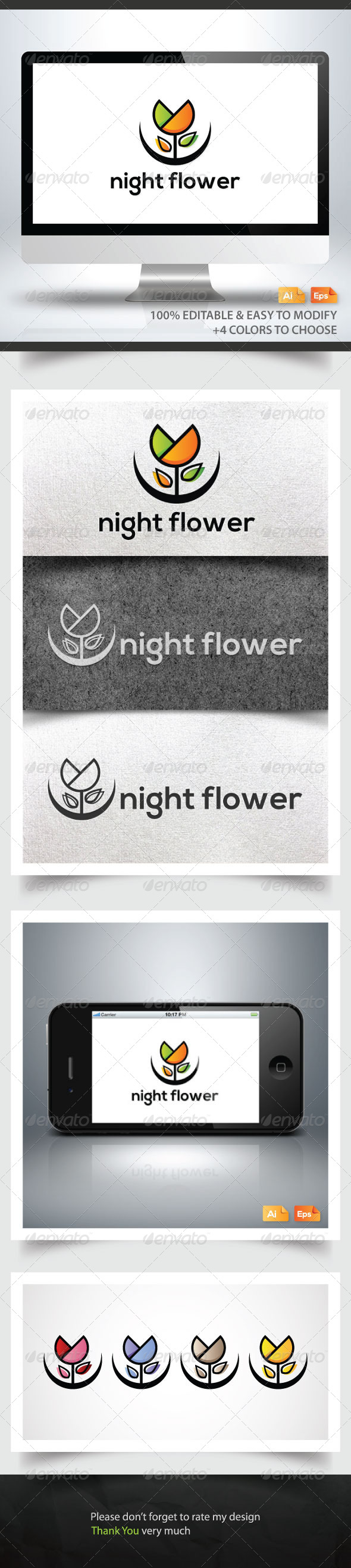 Night Flower - Nature Logo Templates