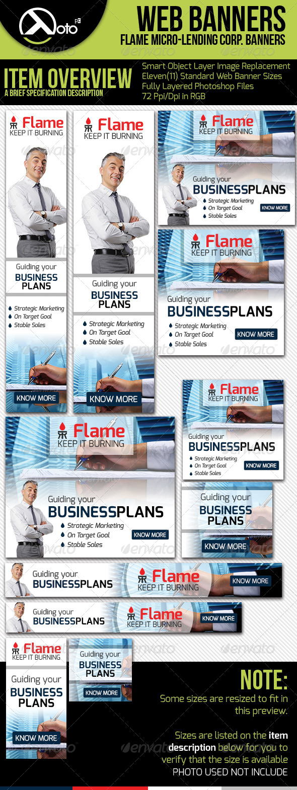 Flame Micro Lending Web Banners - Banners & Ads Web Elements