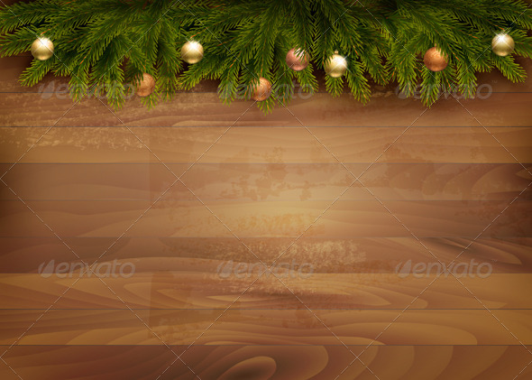 Christmas Decoration on Wooden Background - Christmas Seasons/Holidays