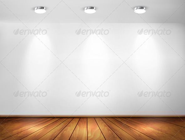 Wall with Spotlights and Wooden Floor - Backgrounds Decorative