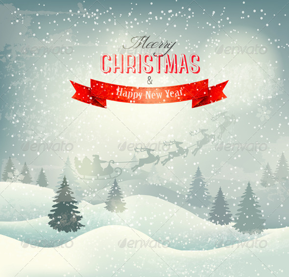 Christmas Winter Landscape Background - Backgrounds Decorative