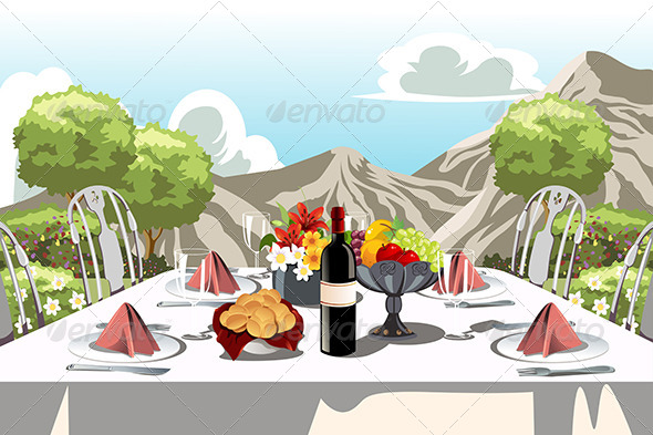 Garden Party Table Arrangement - Objects Vectors