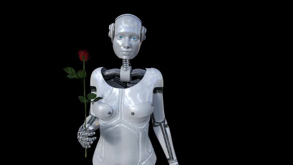 Robot Girl with a Rose