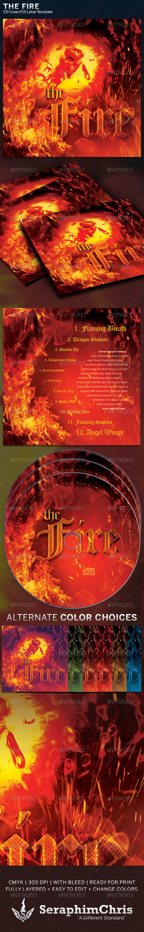 The Fire: CD Cover Artwork Template - CD & DVD Artwork Print Templates