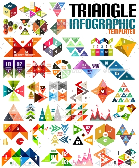 Huge Geometric Shape Infographic Template Set - Web Elements Vectors