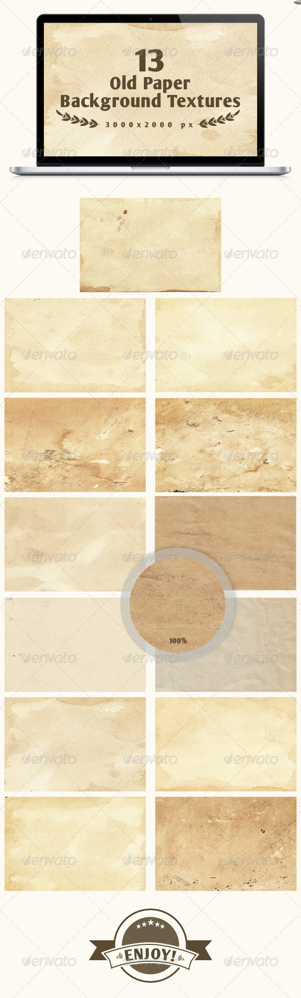 Set of 13 old paper backgrounds - Paper Textures