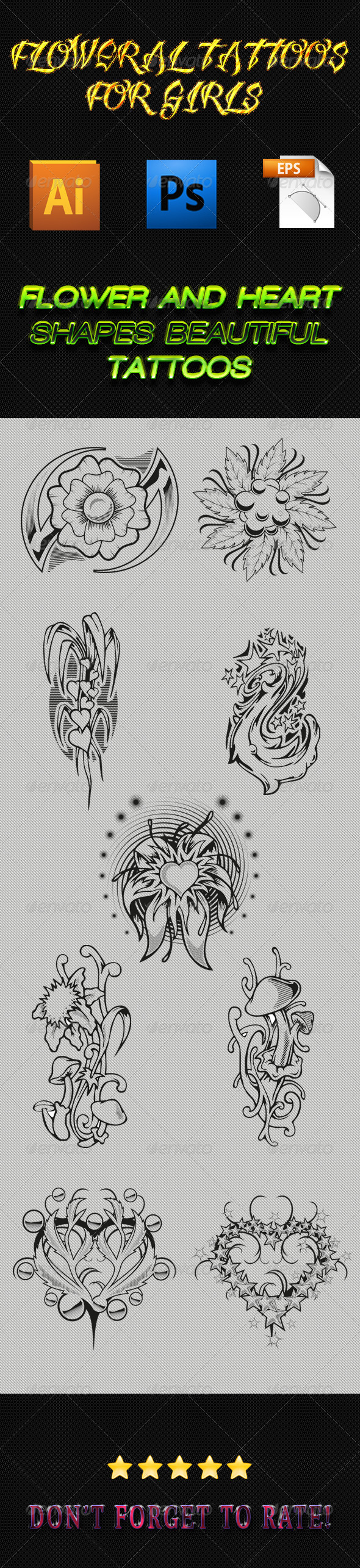 Tattoos for Girls 01 - Tattoos Vectors