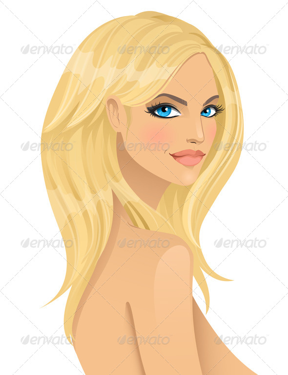 Girl in Fashion Style on White - People Characters
