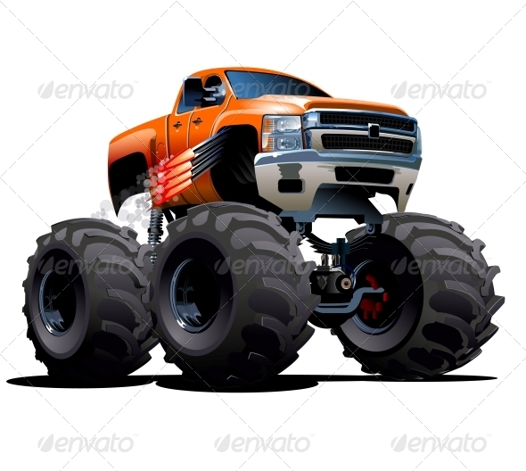 Cartoon Monster Truck - Man-made Objects Objects