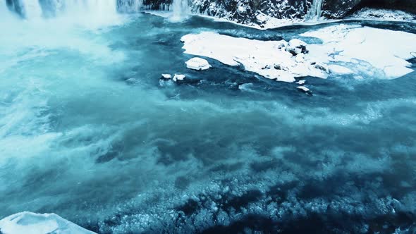 Frozen River Aerial Landscape Magical Winter Location of Snow and Ice Pure Glacial Water with a Huge alt