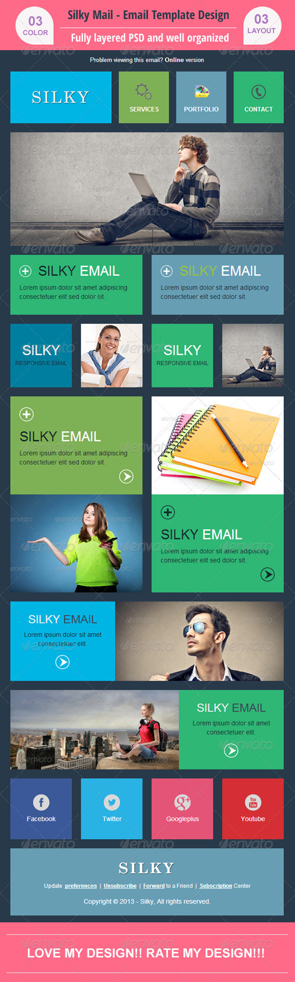 Silky - Stylish Email Design PSD - E-newsletters Web Elements