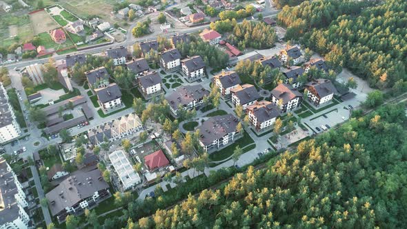 Aerial View of a Residential Area in the Forest