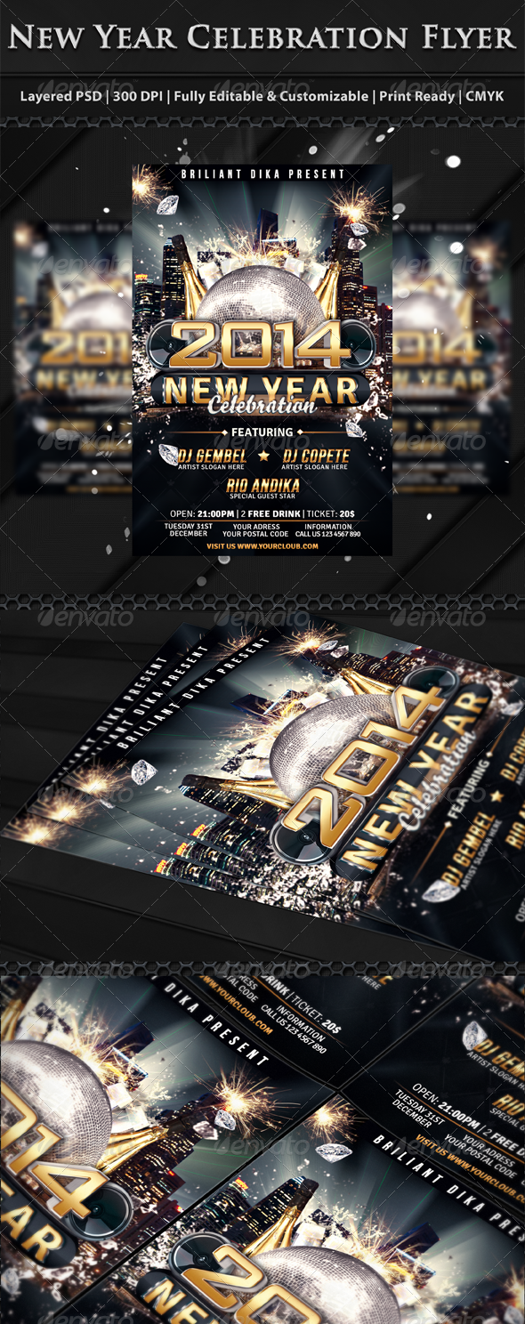 New Year Party Celebration Flyer Template - Clubs & Parties Events