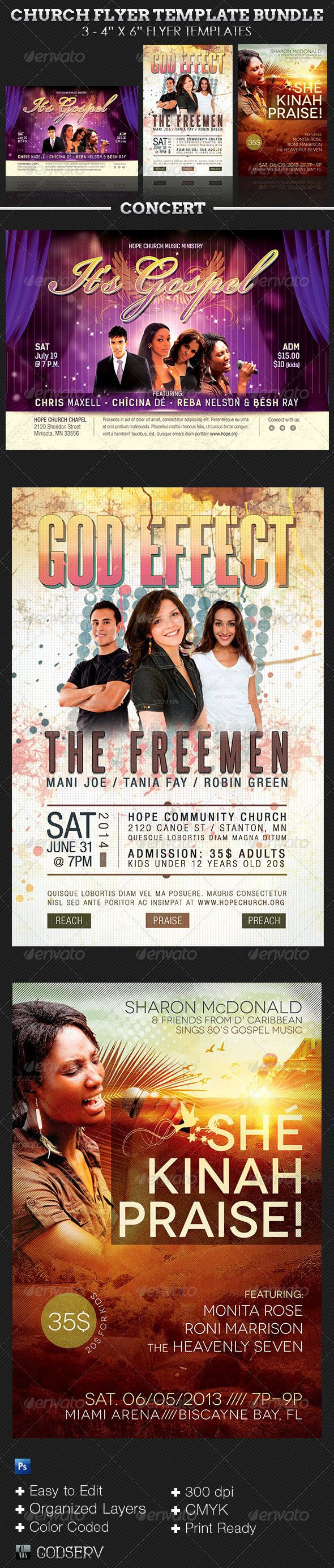Church Concert Flyer Template Bundle - Church Flyers