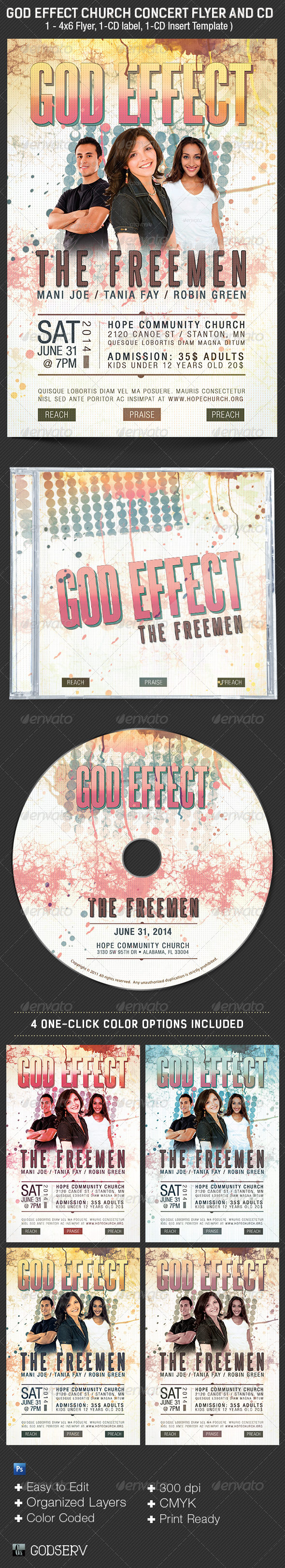 God Effect Church Concert Flyer CD Template - Church Flyers