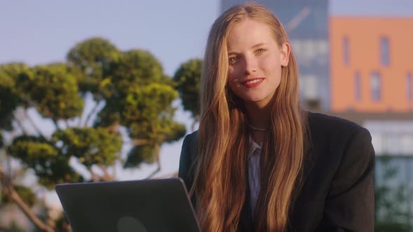 Portrait of a Beautiful Student Looking Straight alt