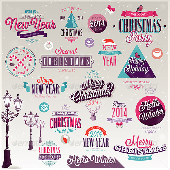 Christmas Set of Labels and Emblems - Christmas Seasons/Holidays