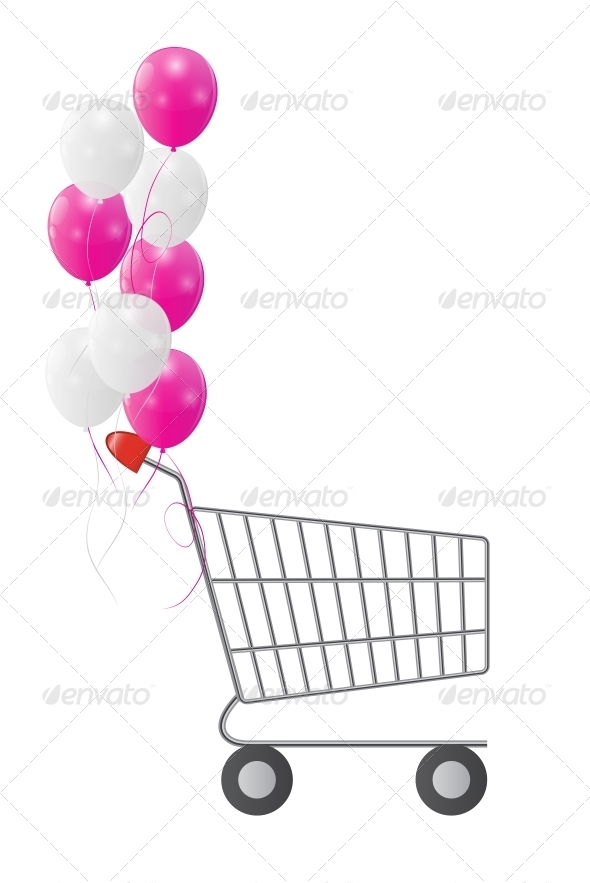 Vector Illustration of Empty Supermarket Shopping - Retail Commercial / Shopping
