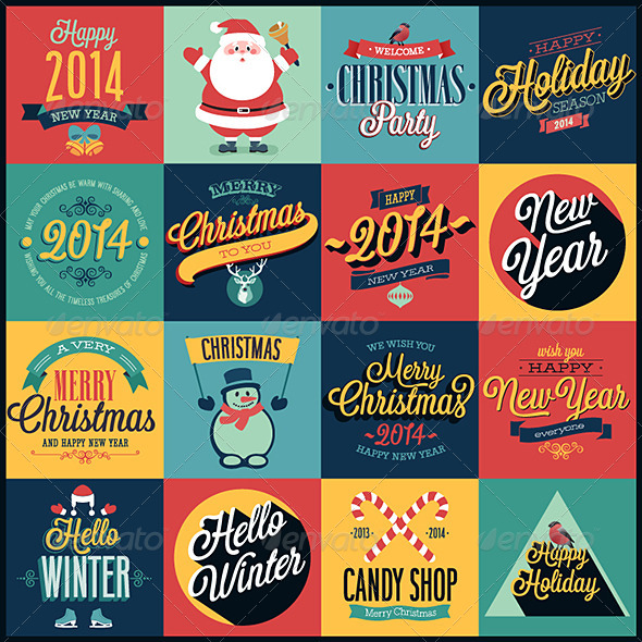 Christmas Set Emblems and Decorative Elements - Christmas Seasons/Holidays
